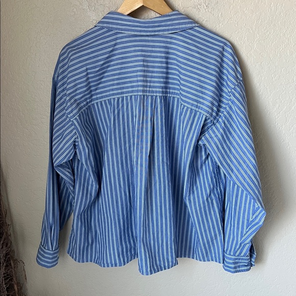 Anthropologie maeve striped relaxed fit painted blue and white swing top - Picture 7 of 11